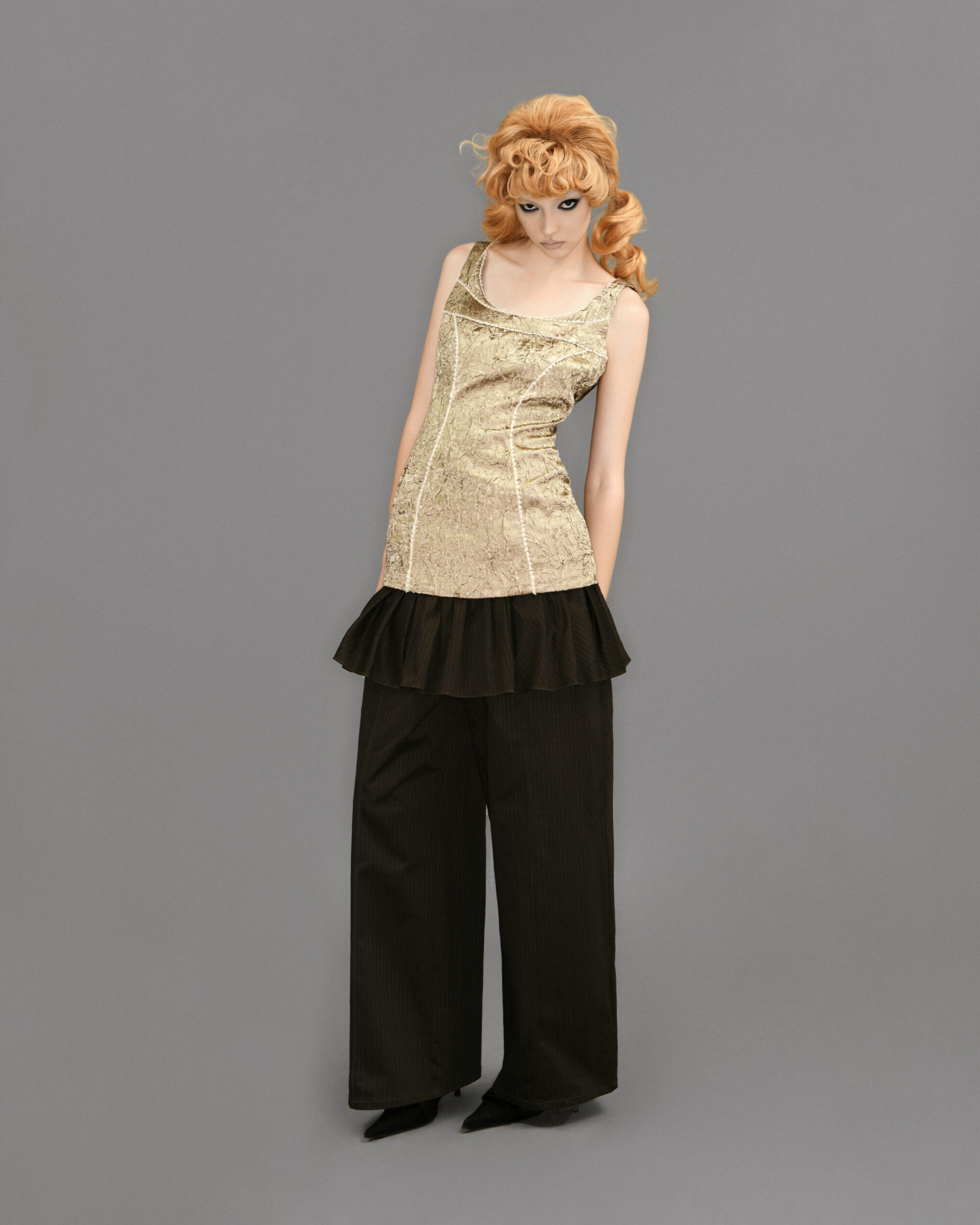 Cleo Wrinkled Gold Mini Skirt/Top