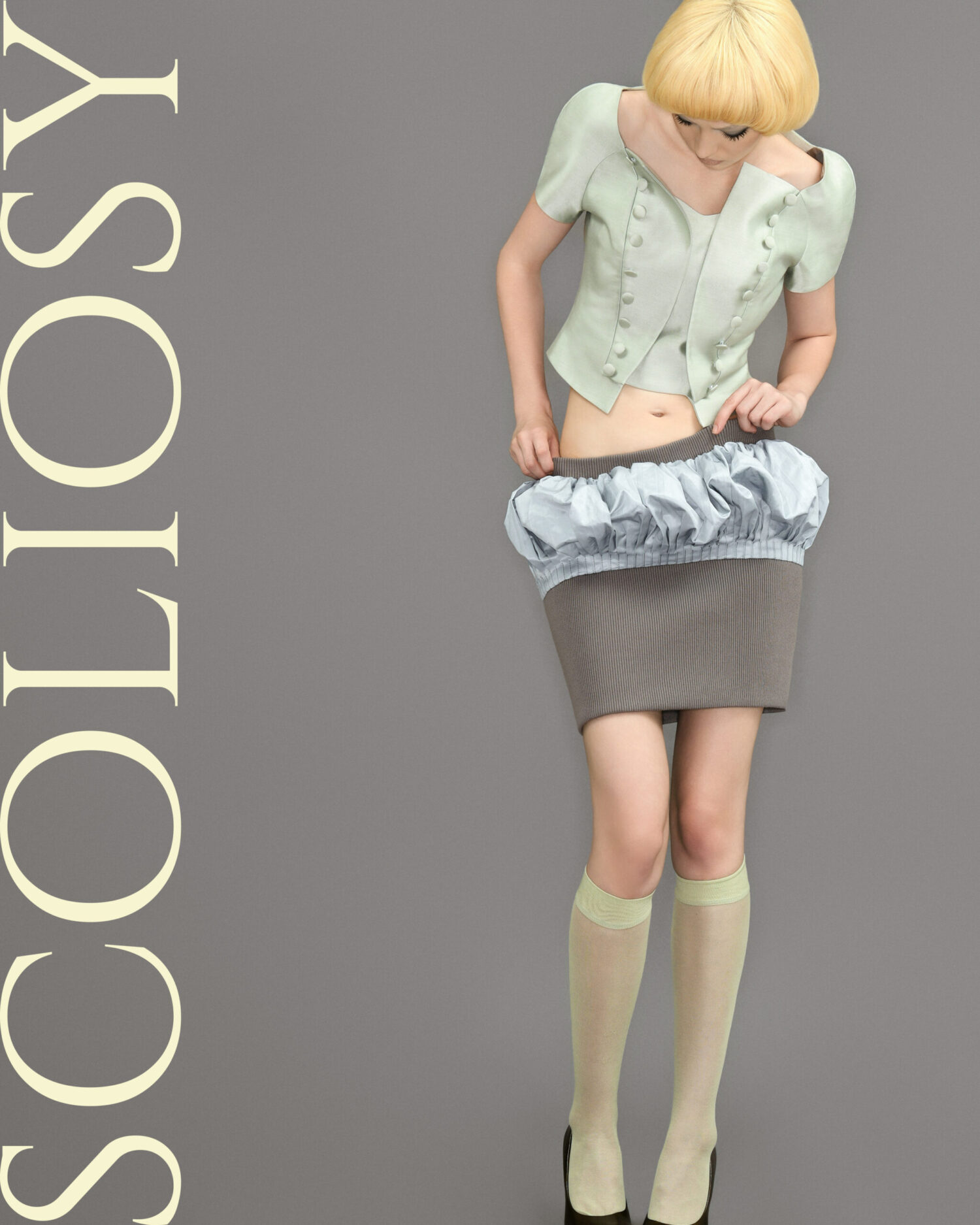 look14.5 Pleated Bubble Knit Skirt