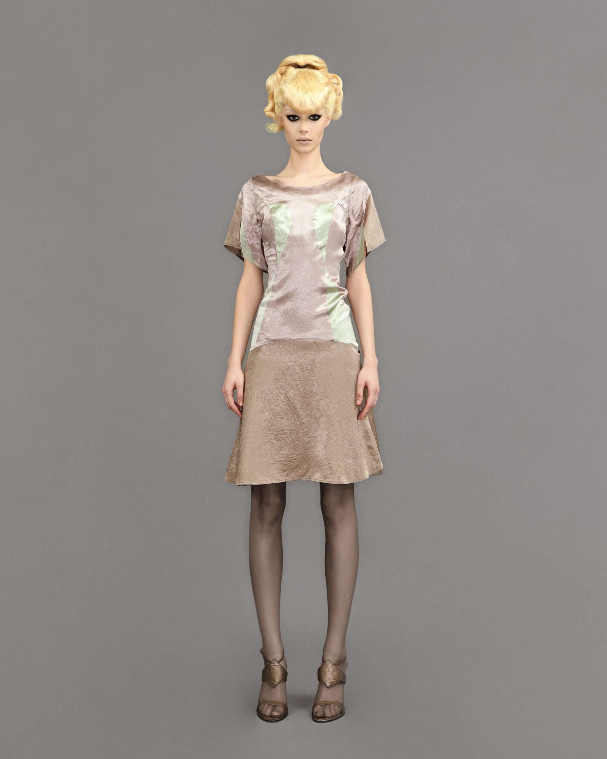 Low Waisted Panel Dress/Champagne Pink
