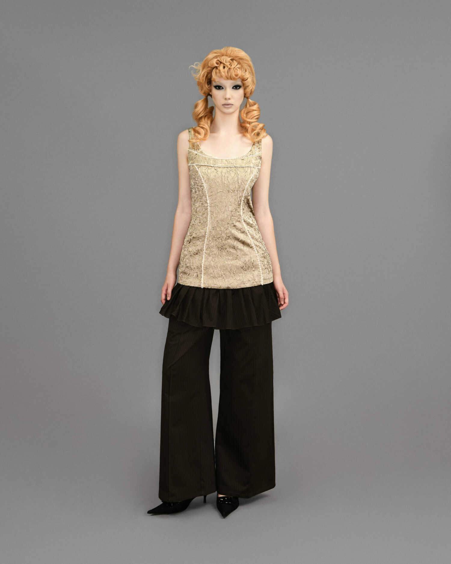 lookajpg Double Layered Skirt Pants/Choco