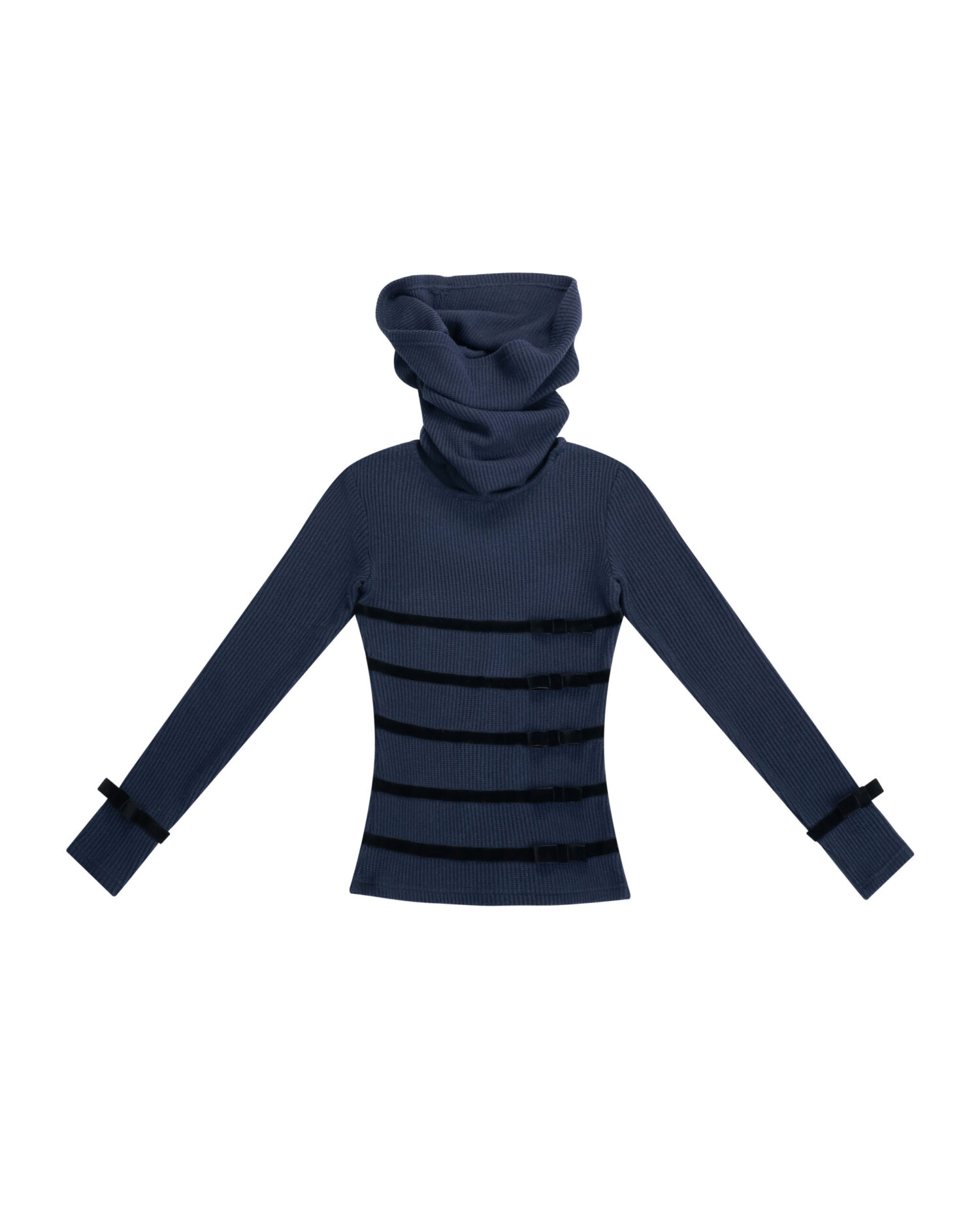 深蓝1 Zora Velvet Bowtie Top (Navy)