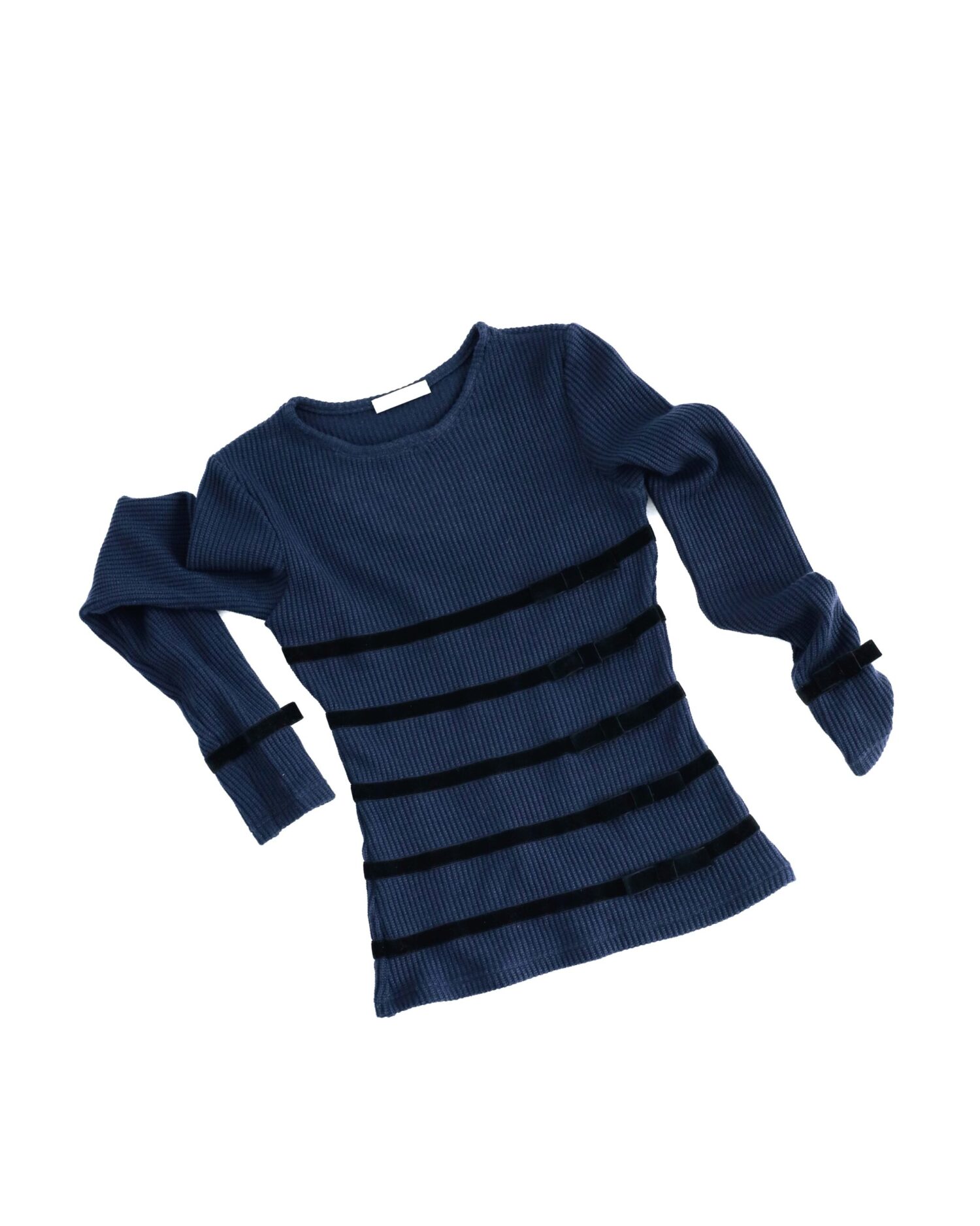 深蓝5 Zora Velvet Bowtie Top (Navy)