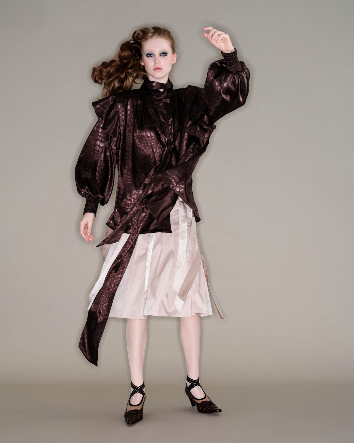 LOOK5-7 Tesselle Bowtie Pleated Skirt