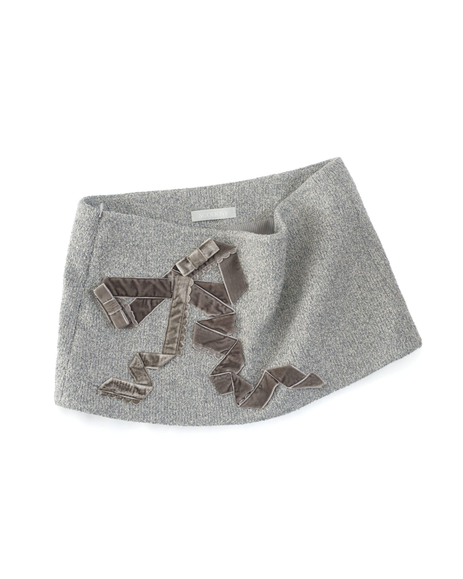 Etta Velvet Bowtie Mini Skirt (grey)