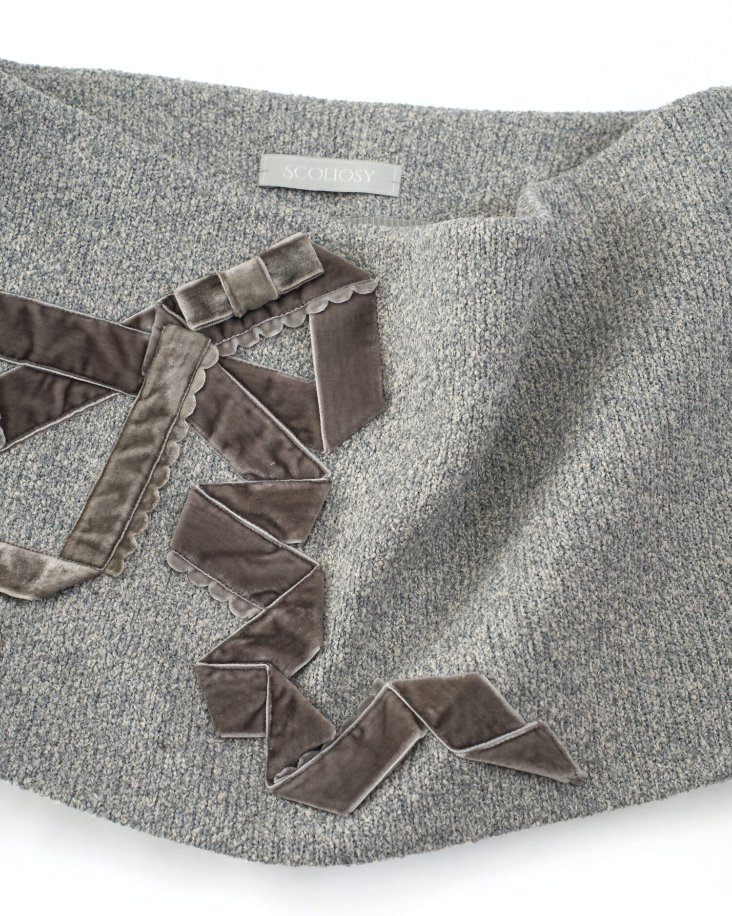 Etta Velvet Bowtie Mini Skirt (grey)