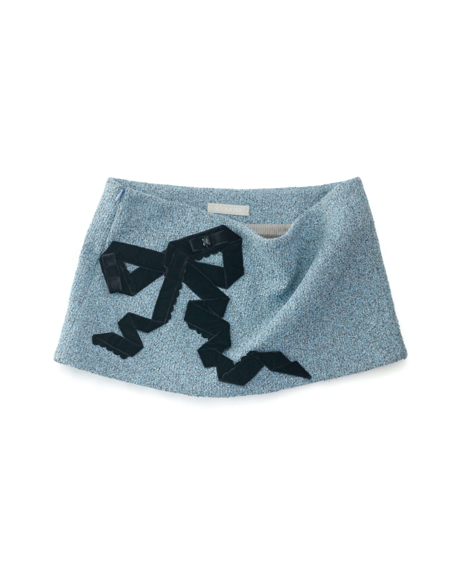 Etta Velvet Bowtie Mini Skirt (blk+blue)