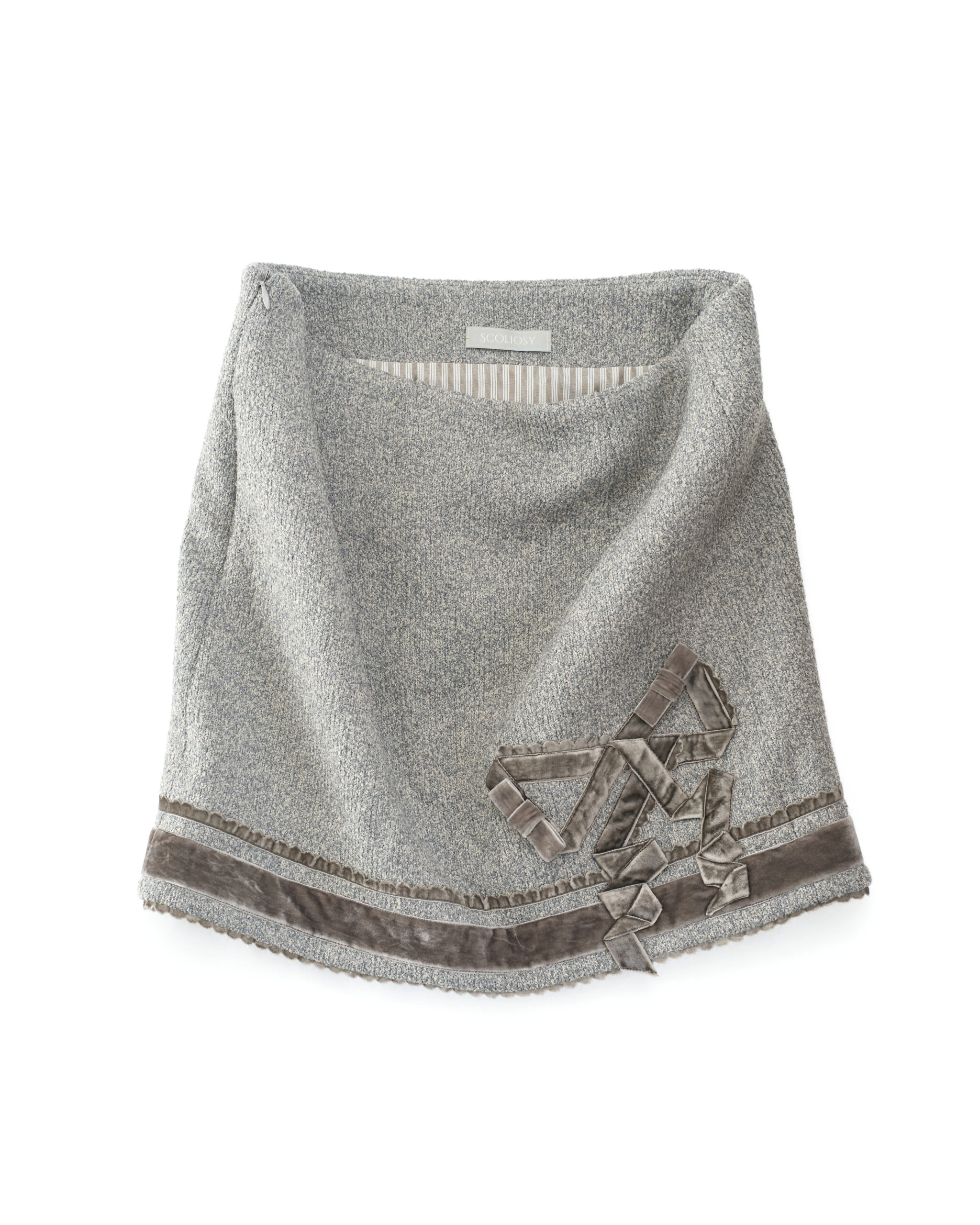 Etta Velvet Bowtie Skirt (grey) - Image 5
