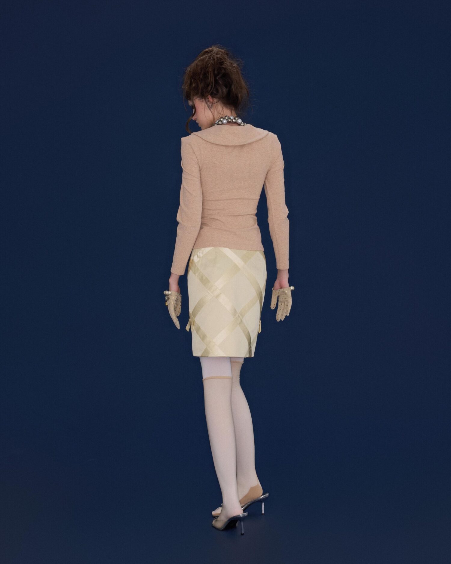 Odette Check Bowtie Skirt (yellow)