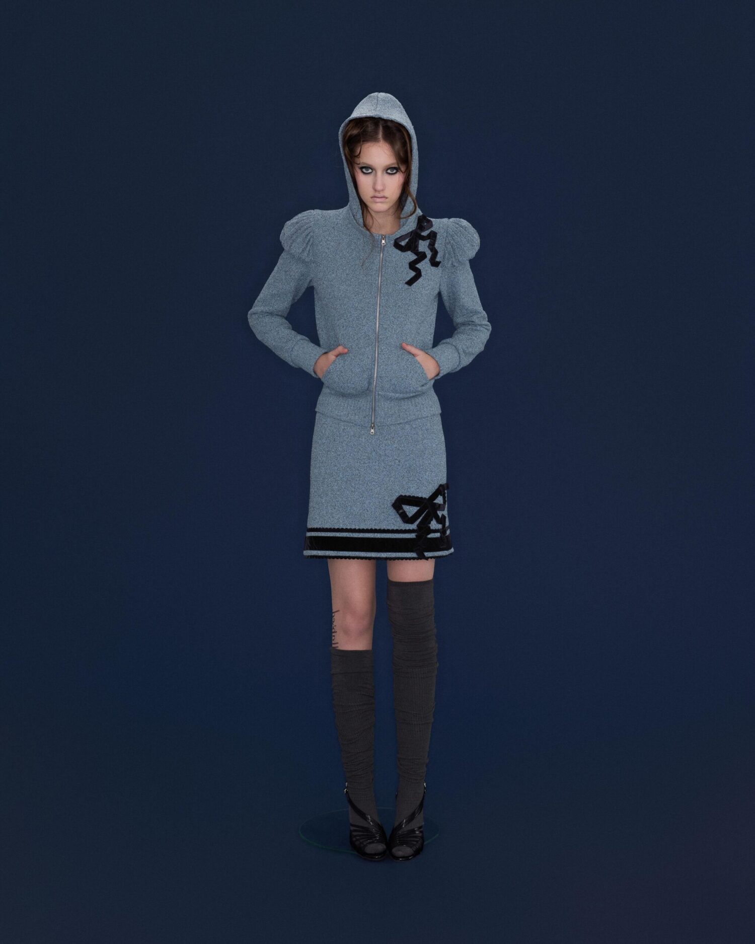 Etta Zipped Up Hoodie (Blue)