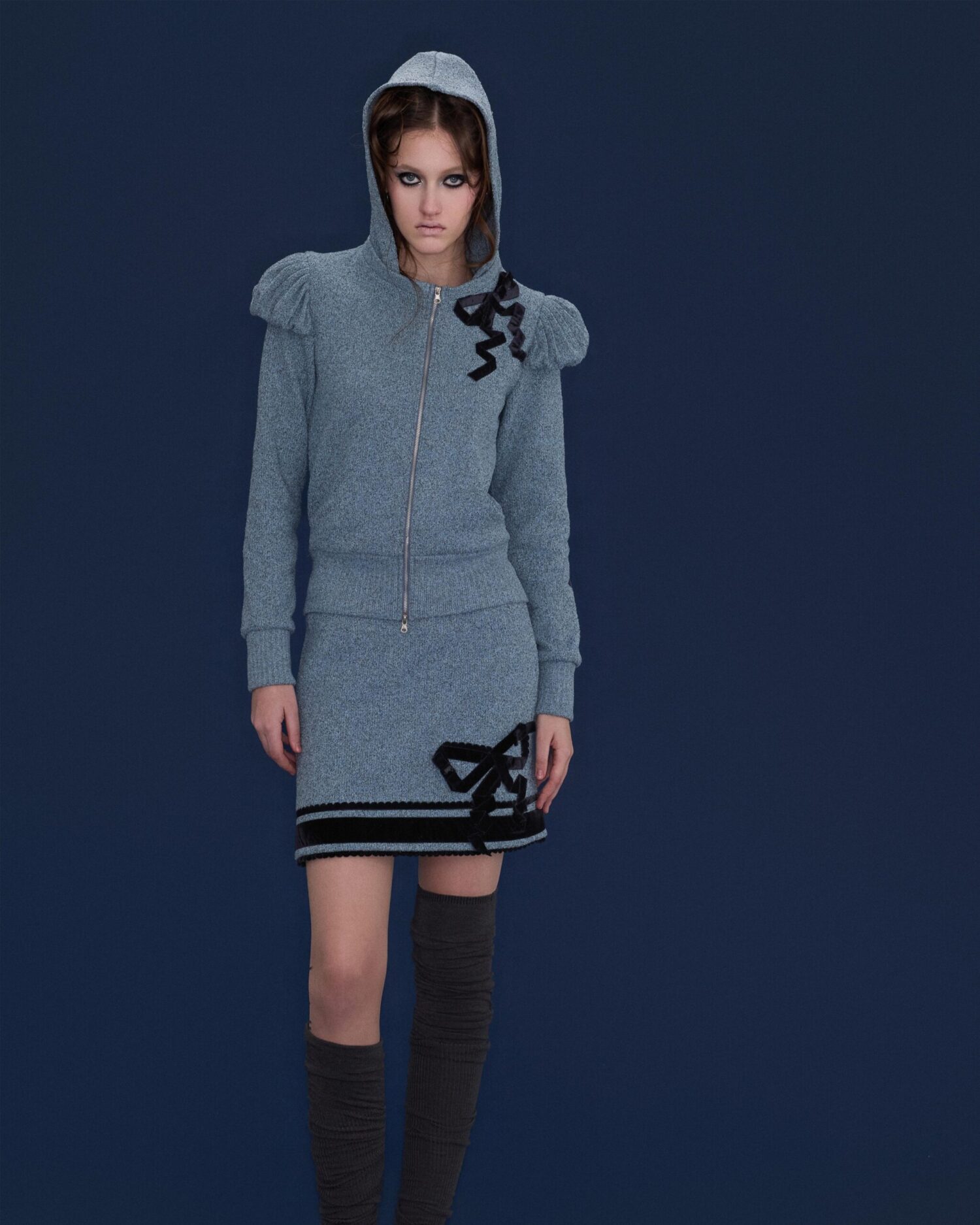 Etta Zipped Up Hoodie (Blue)