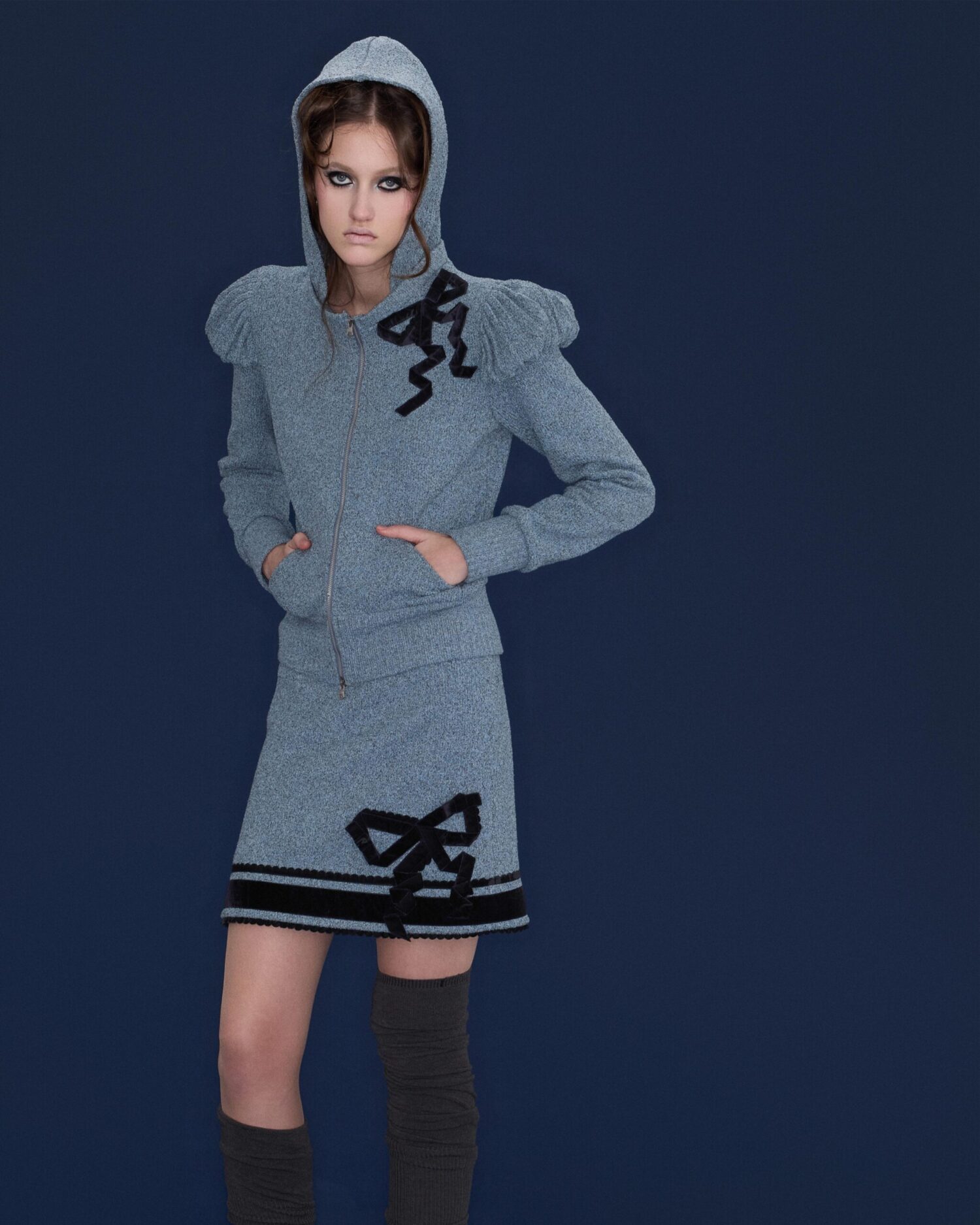 Etta Zipped Up Hoodie (Blue)