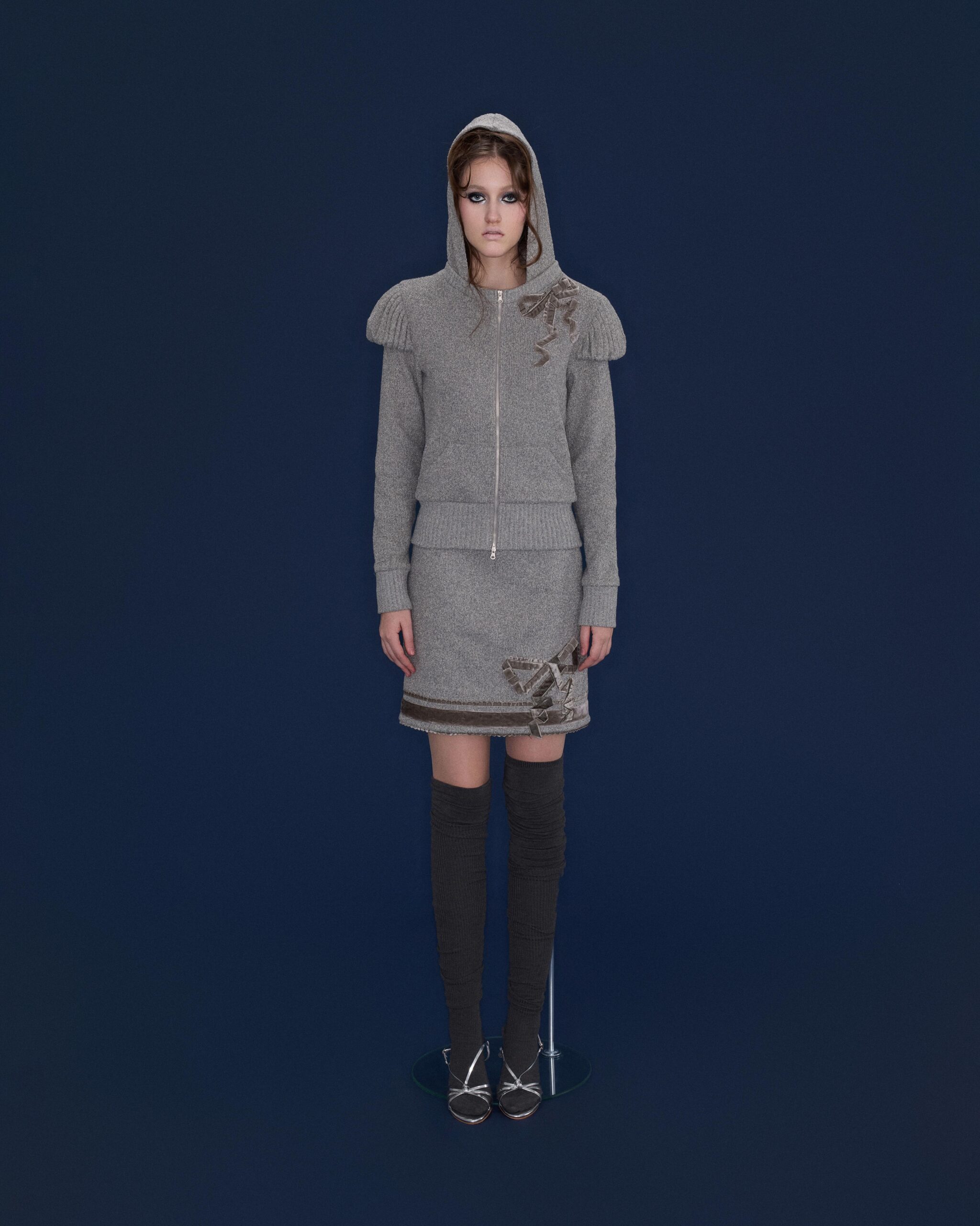 Etta Velvet Bowtie Skirt (grey) - Image 10