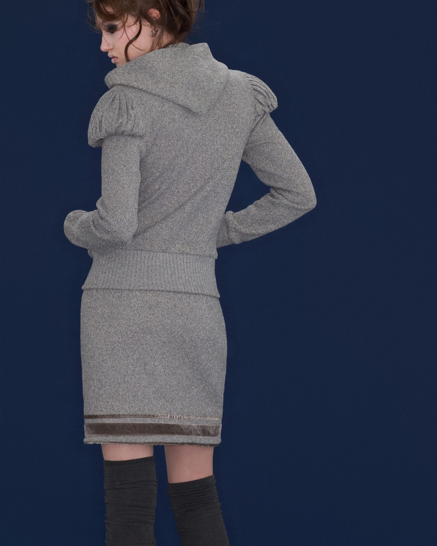Etta Velvet Bowtie Skirt (grey)