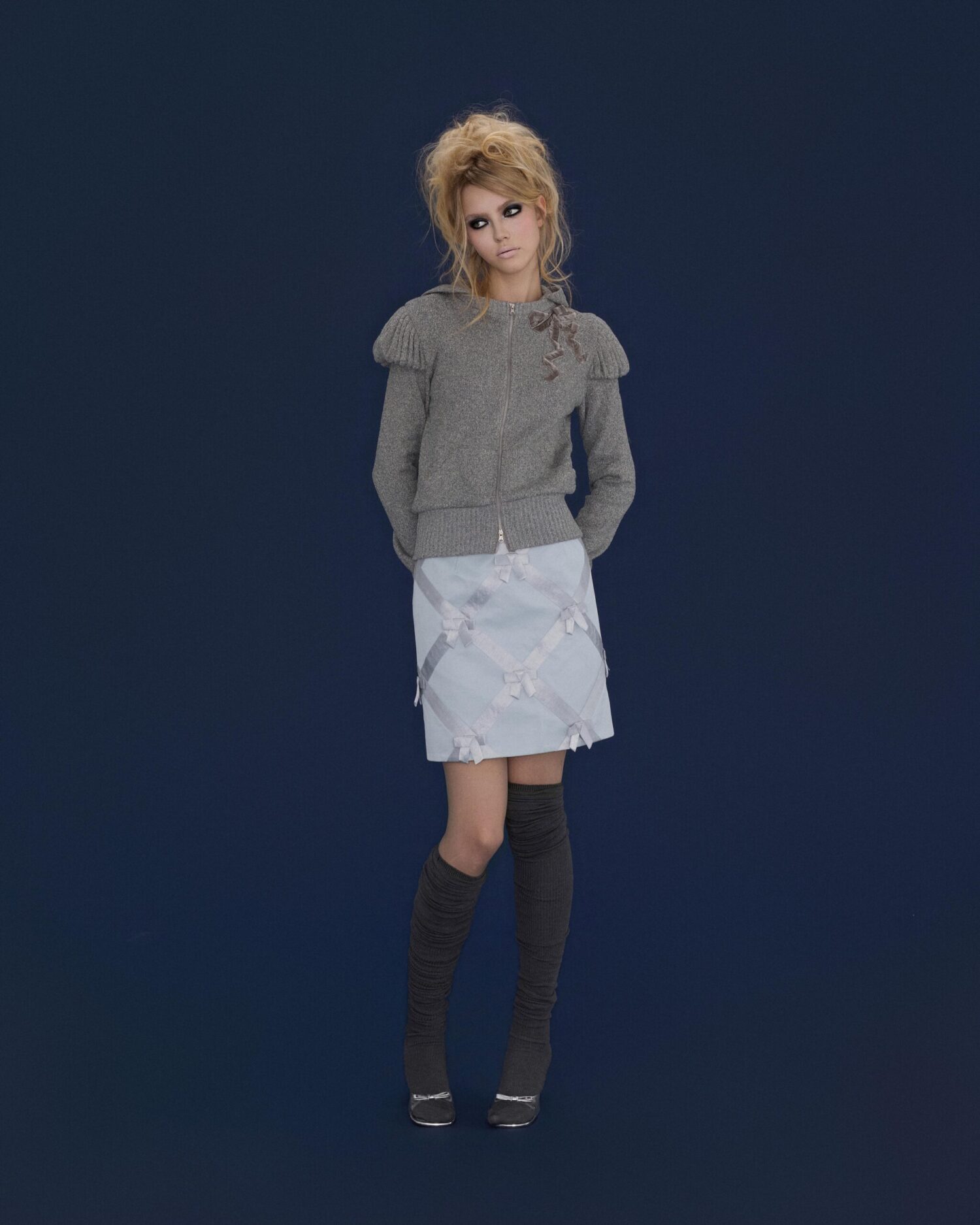 Odette Check Bowtie Skirt (blue)