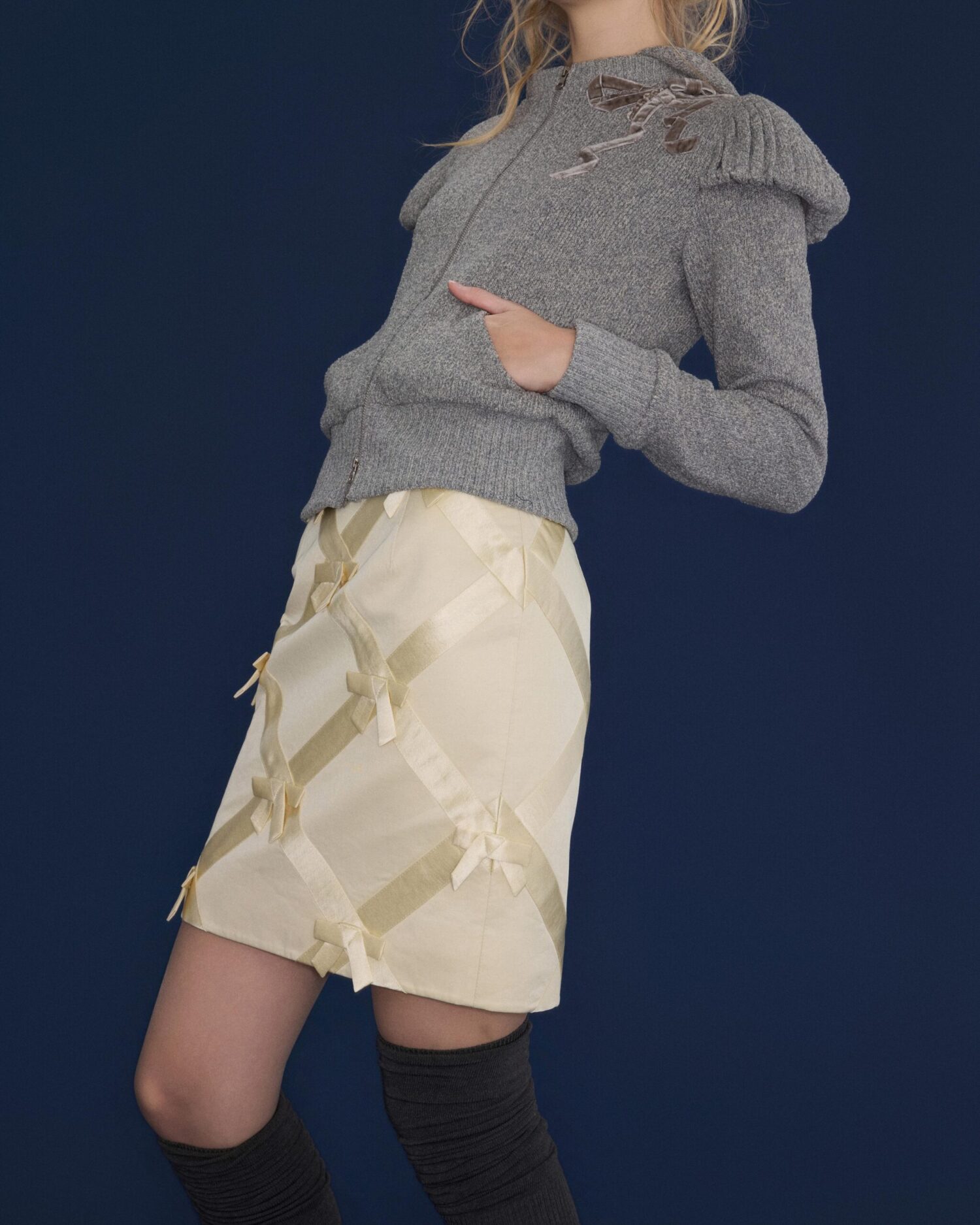 Odette Check Bowtie Skirt (yellow)