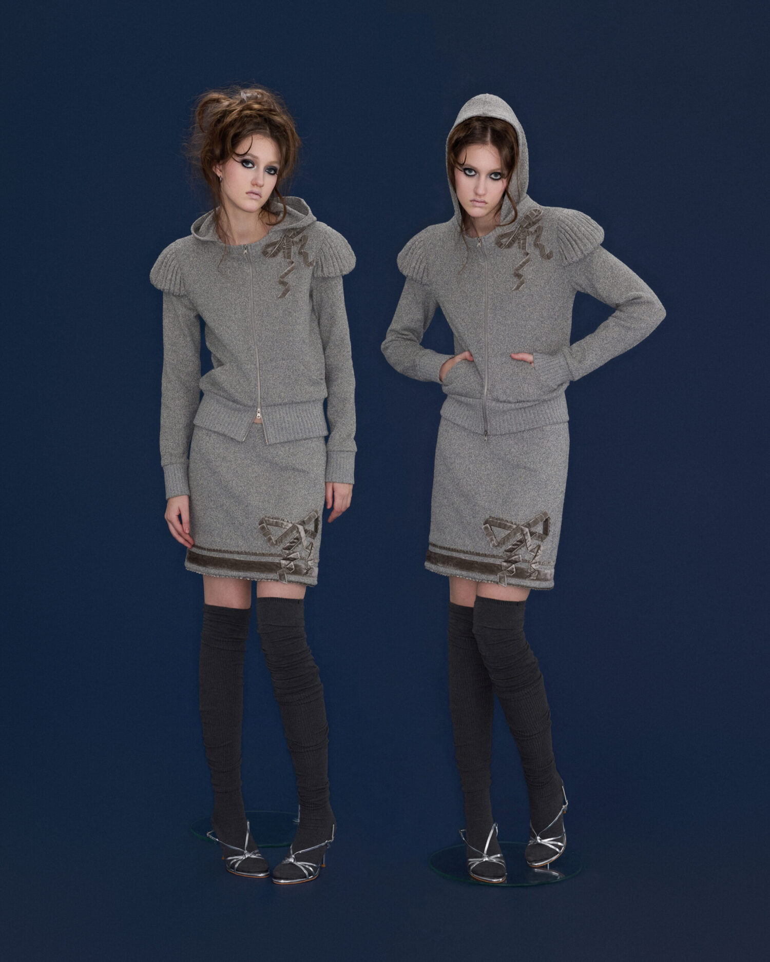 Etta Velvet Bowtie Skirt (grey)