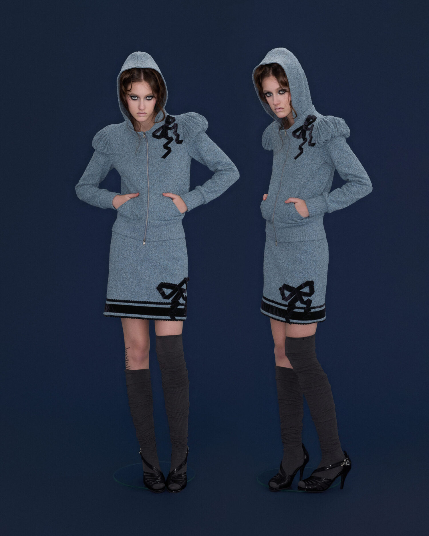 Etta Zipped Up Hoodie (Blue)