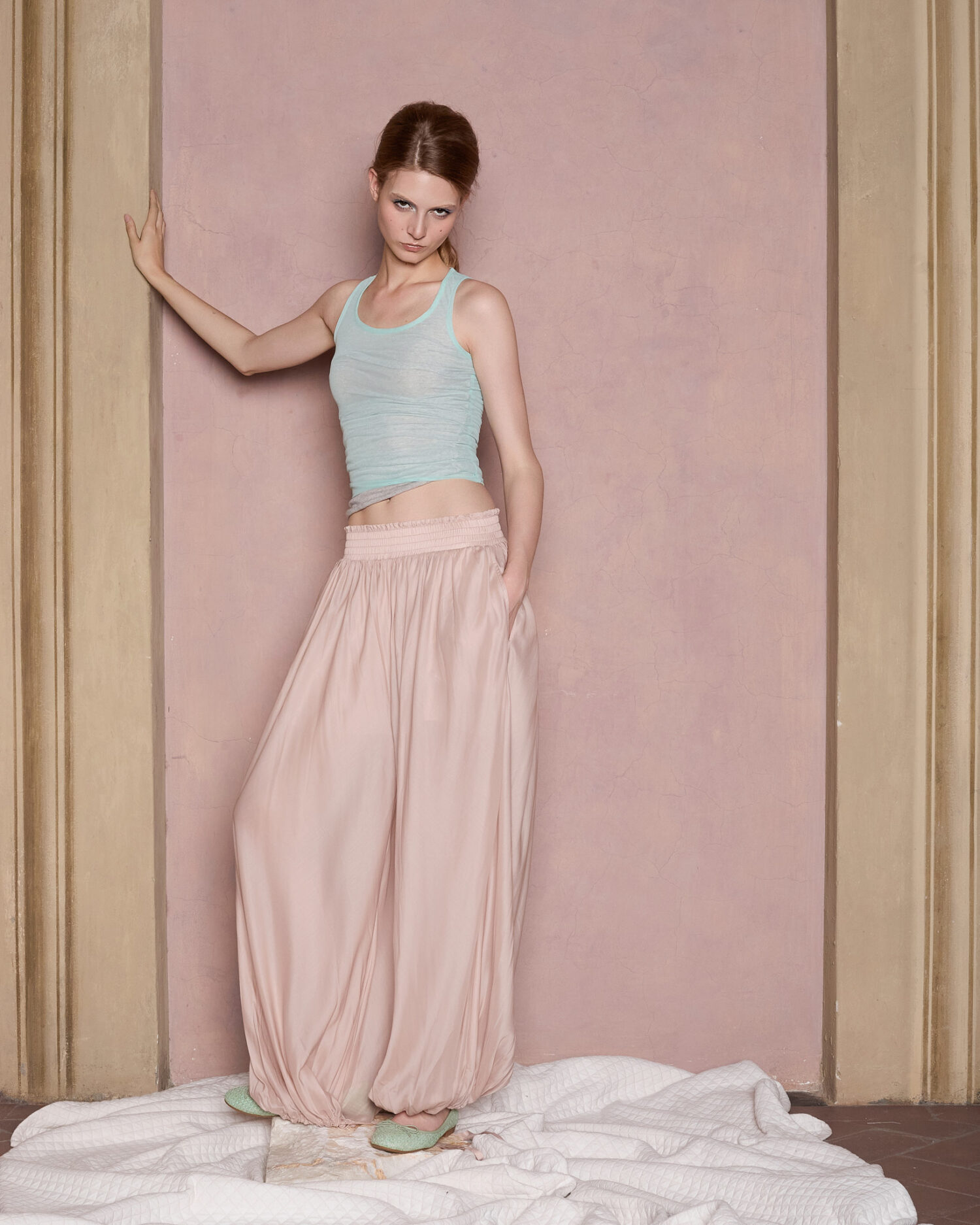 Veila Layered Tank Top (Green and grey)