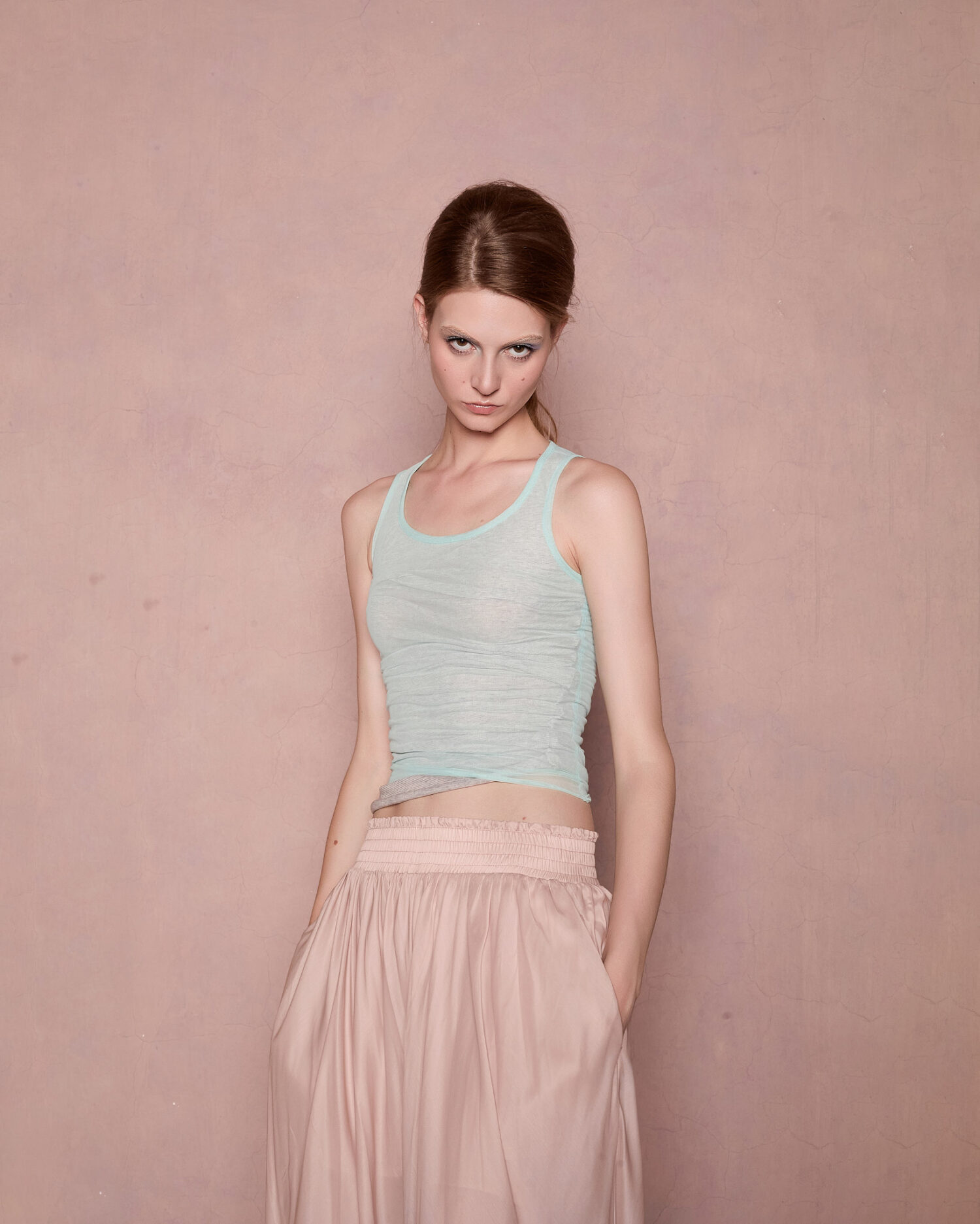 Veila Layered Tank Top (Green and grey)