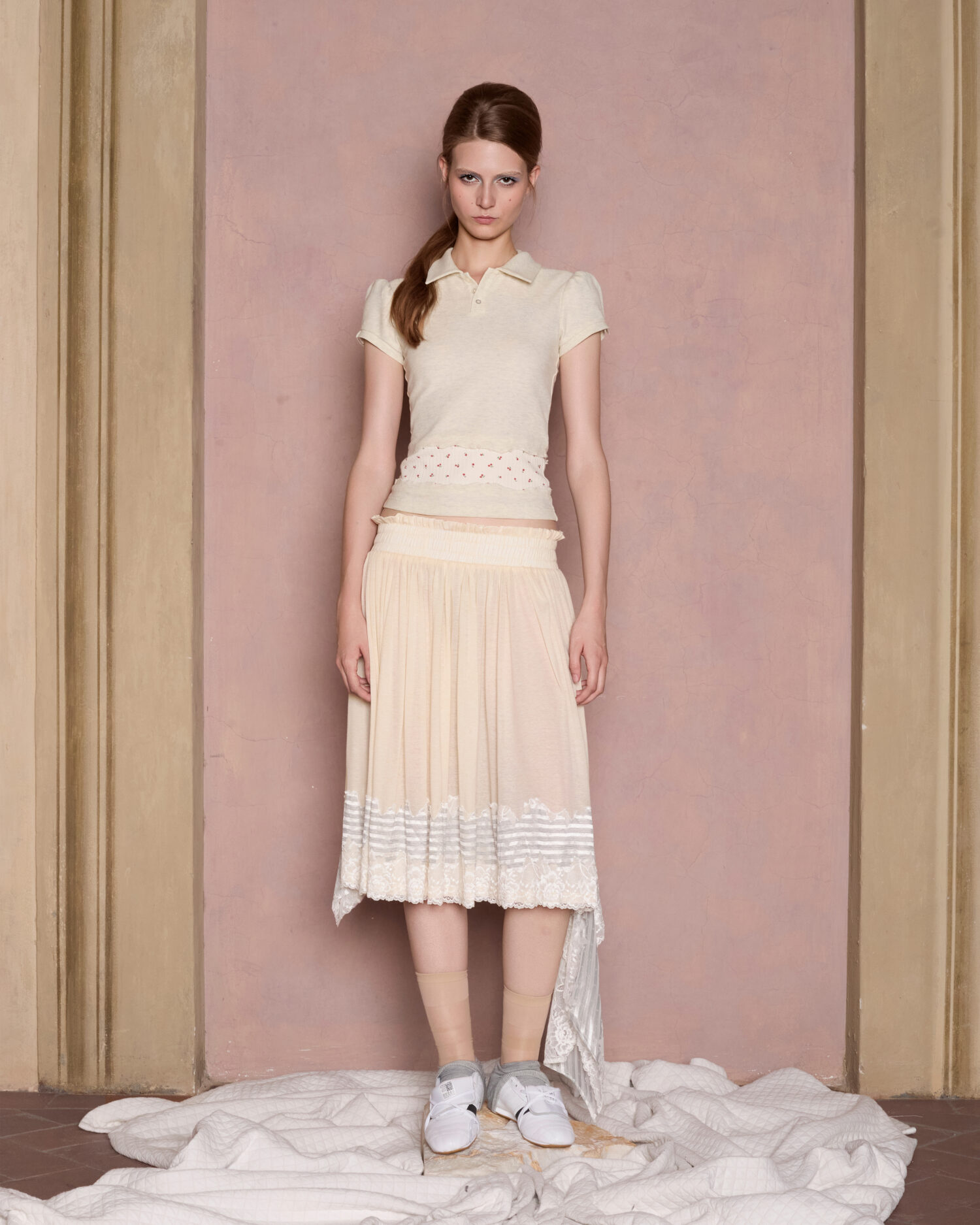 Panna Striped Lace Knit skirt