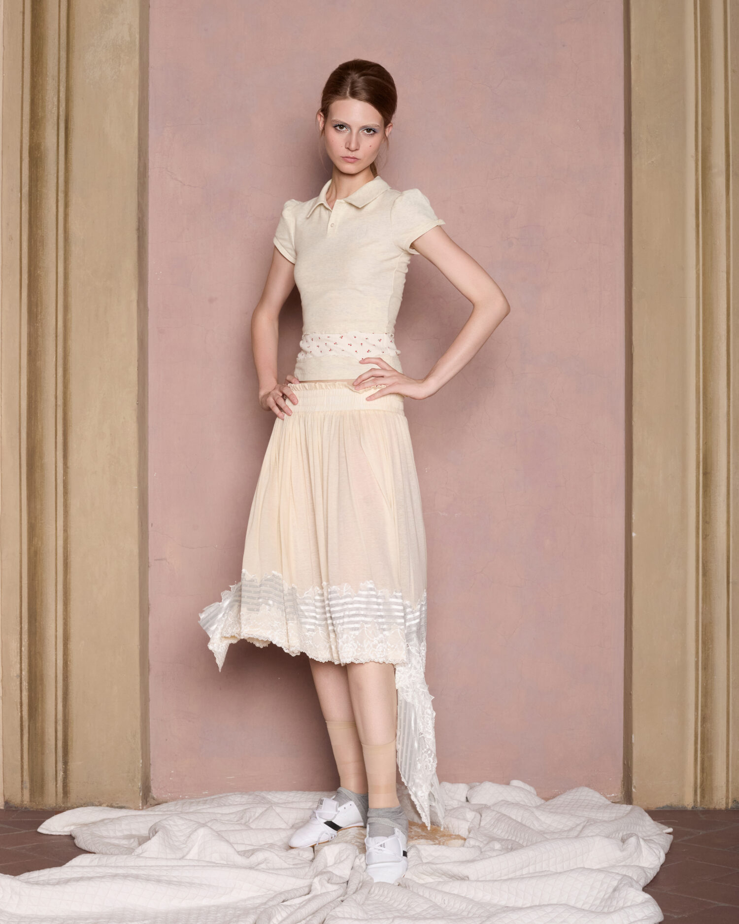 Panna Striped Lace Knit skirt
