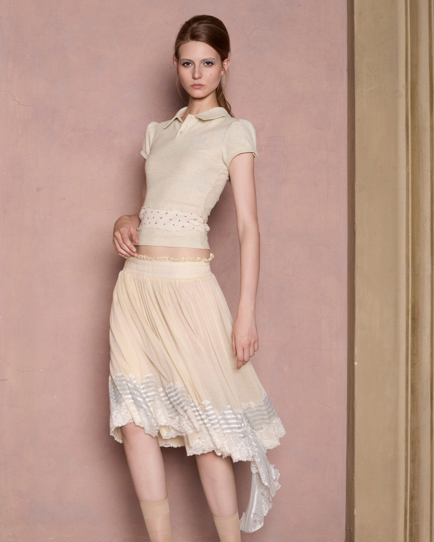 Panna Striped Lace Knit skirt