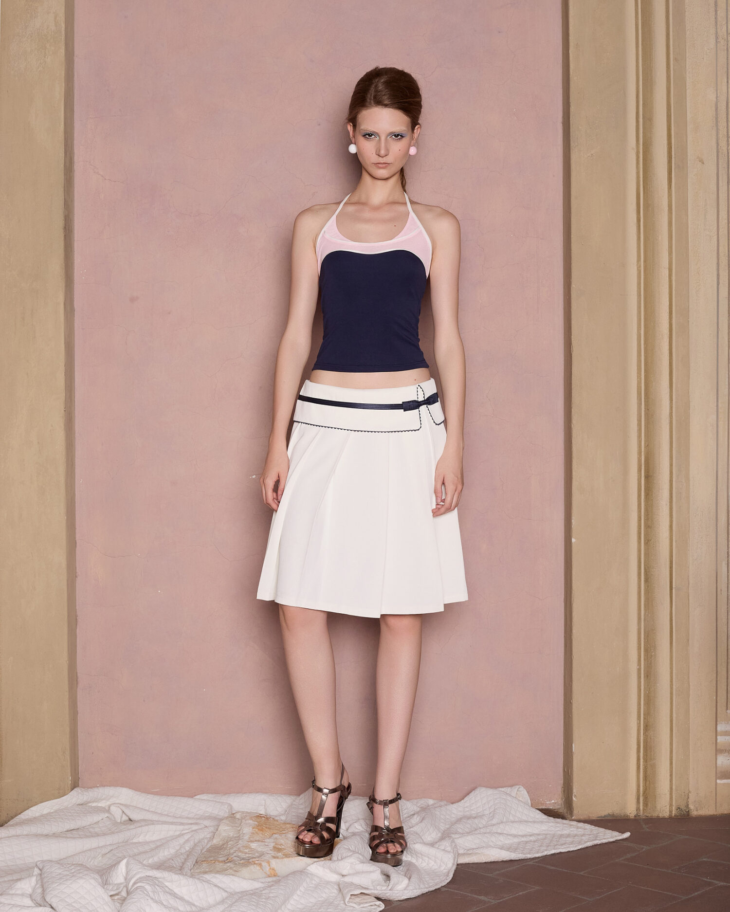 Mia Halter Tank Top (Navy blue&pink)