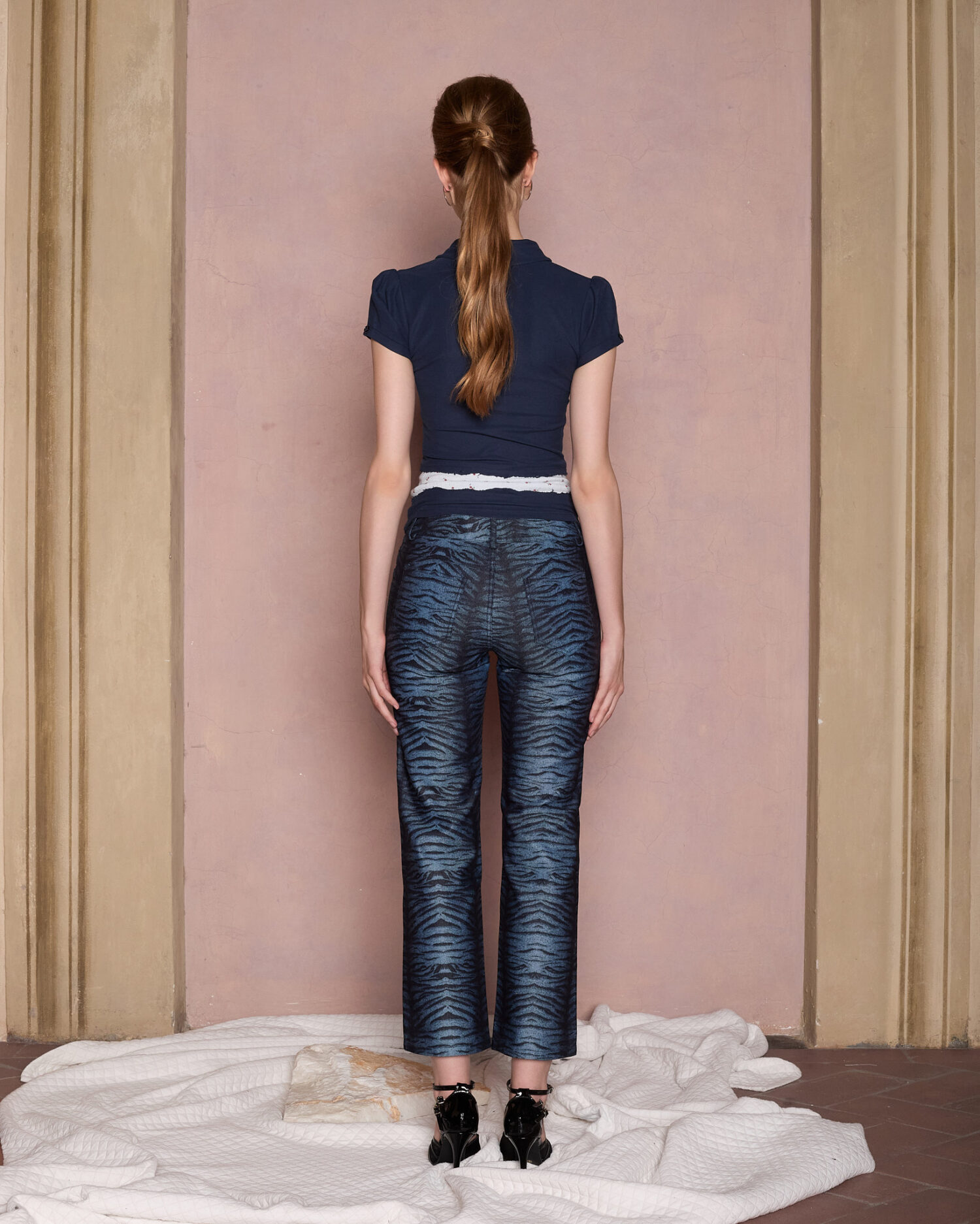 Una Polo Top (Navy blue)
