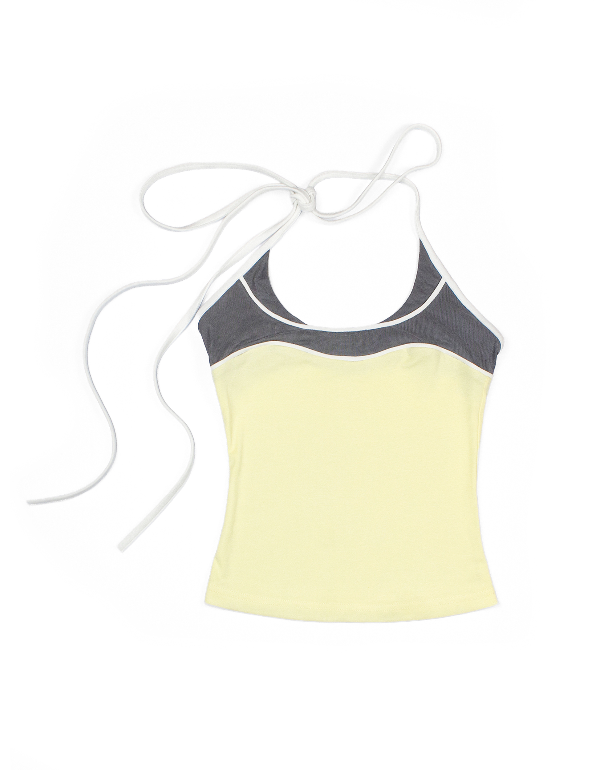 Mia Halter Tank Top（yellow&grey)