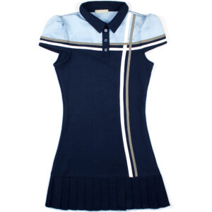 Gili puff-sleeve polo dress (Blue)