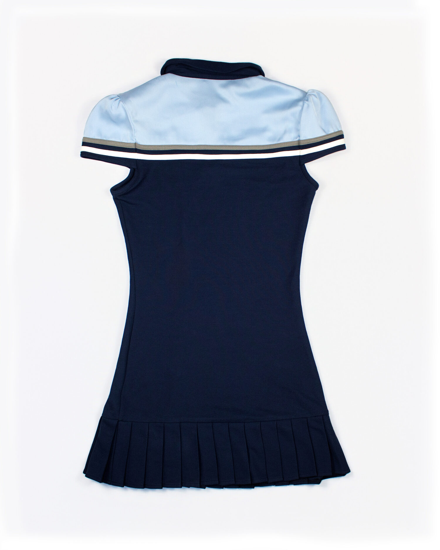 Gili puff-sleeve polo dress (Blue)