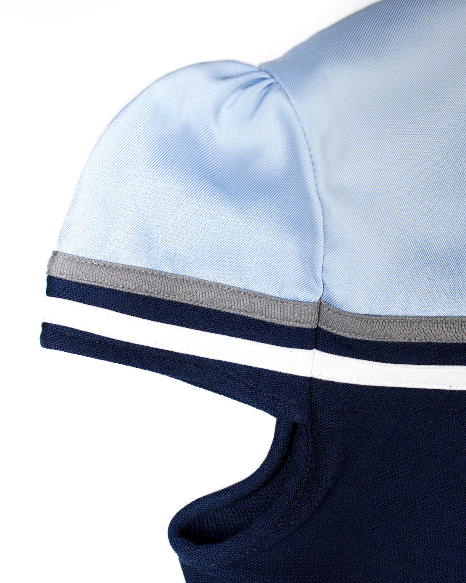 Gili puff-sleeve polo dress (Blue)