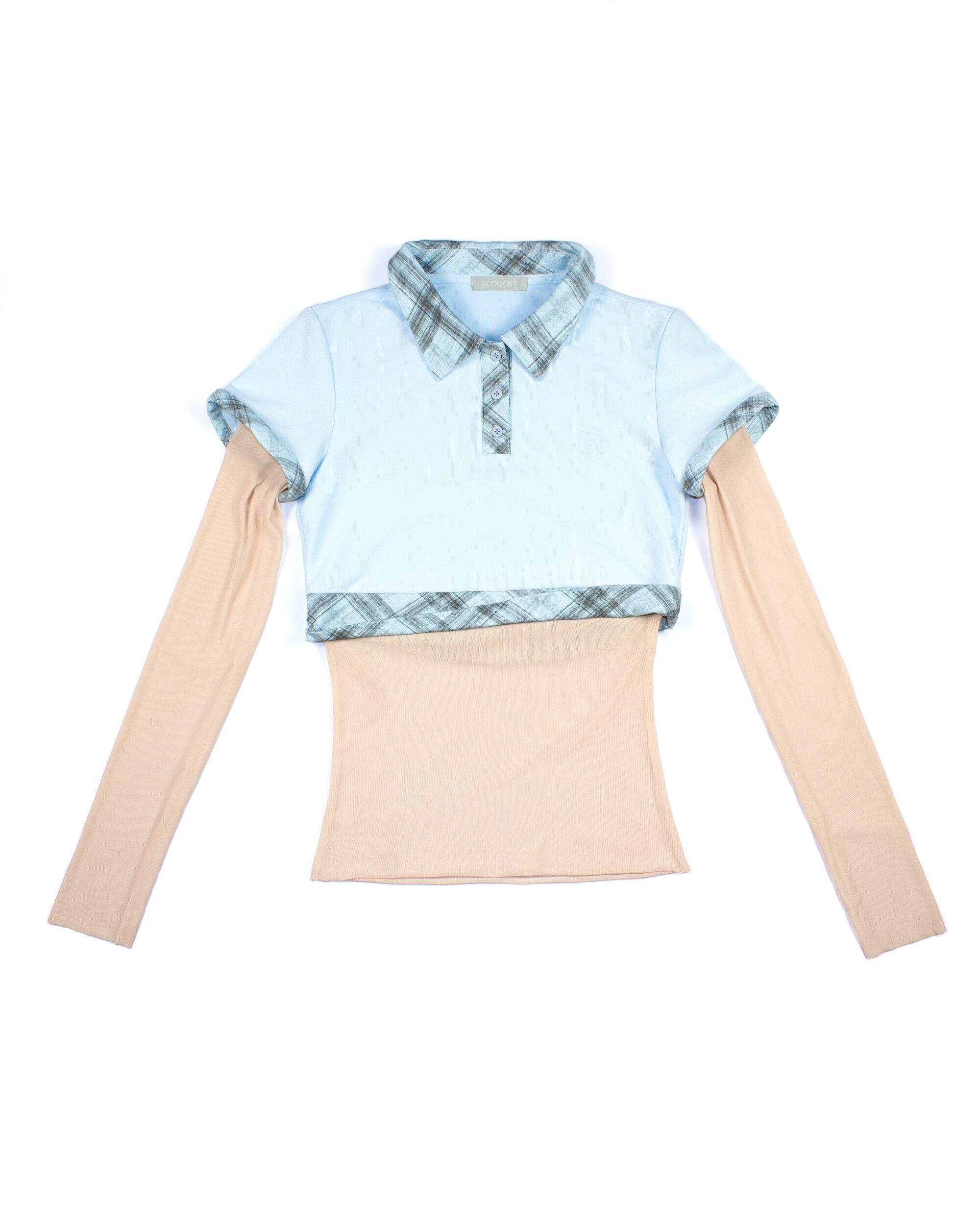 Keita Cropped Polo Mesh Top (blue)