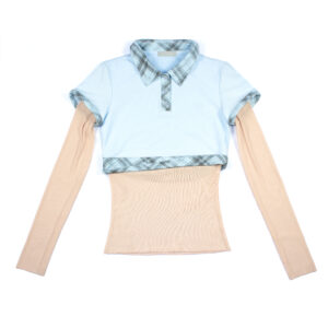Keita Cropped Polo Mesh Top (blue)