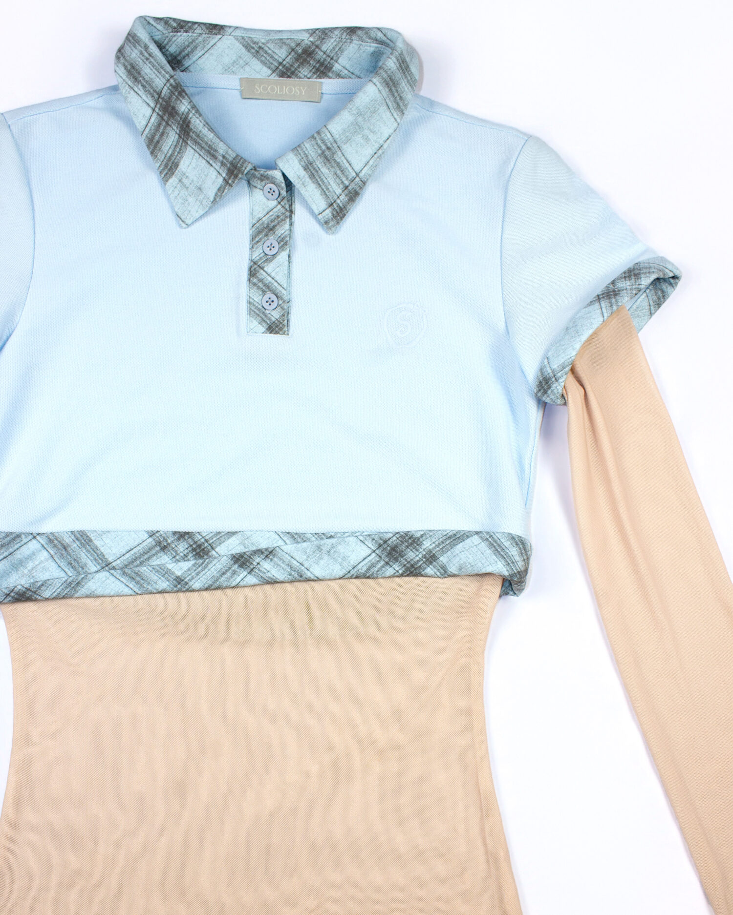 Keita Cropped Polo Mesh Top (blue)