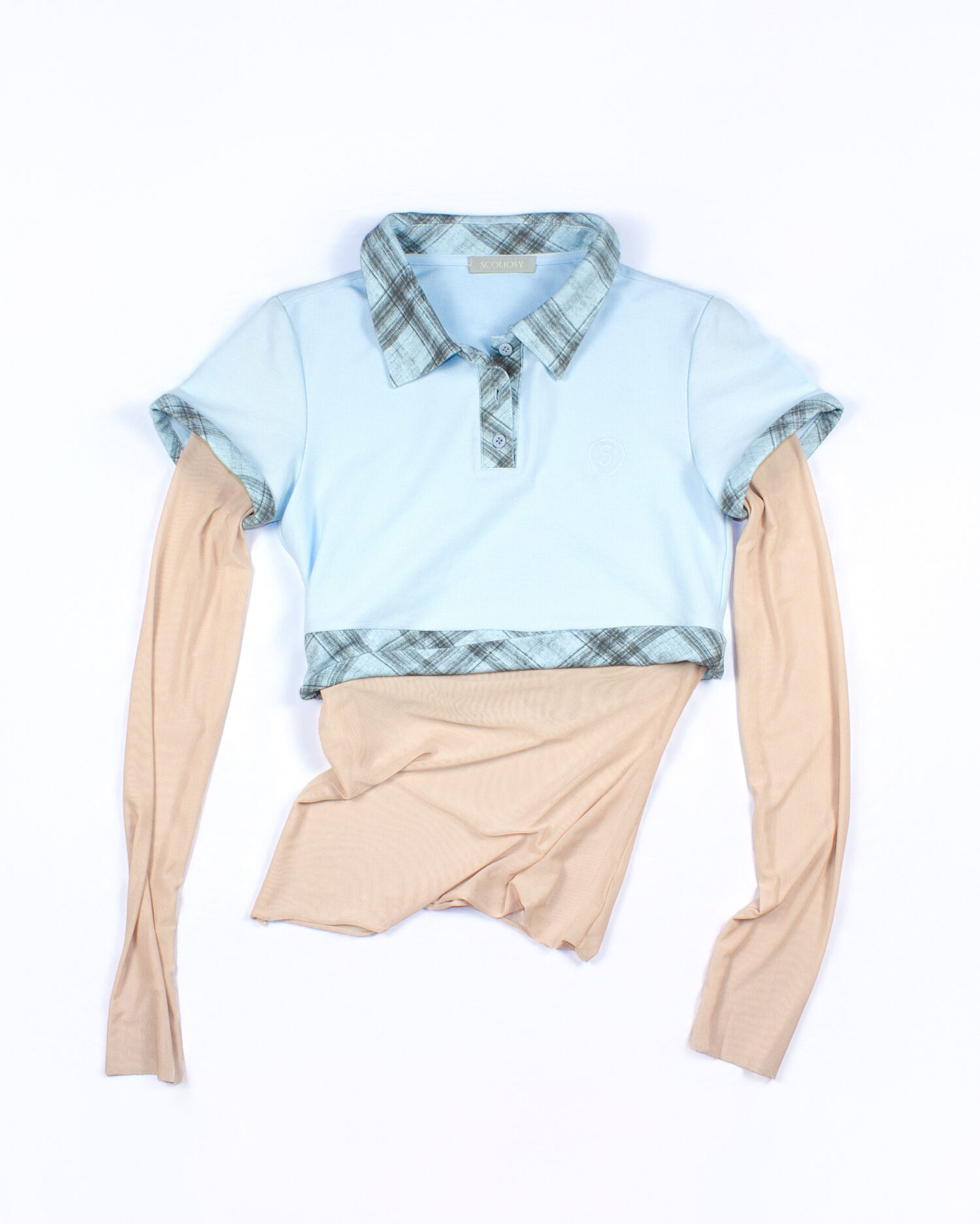 Keita Cropped Polo Mesh Top (blue)