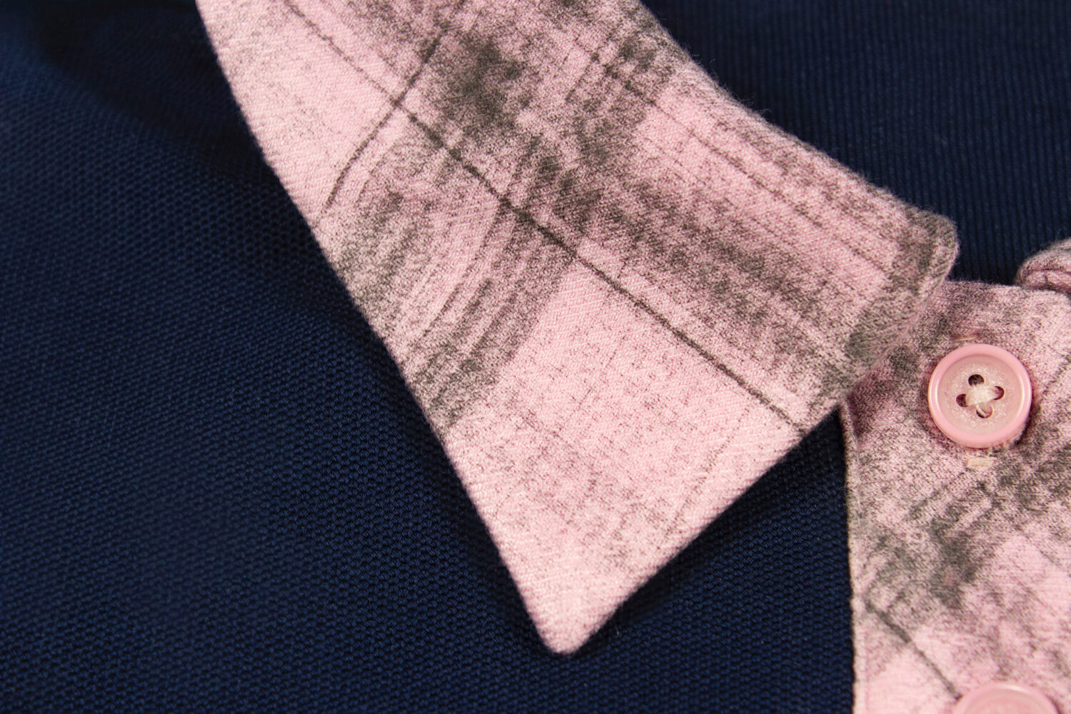 Keita Cropped Polo Mesh Top (Navy bue + Pink)
