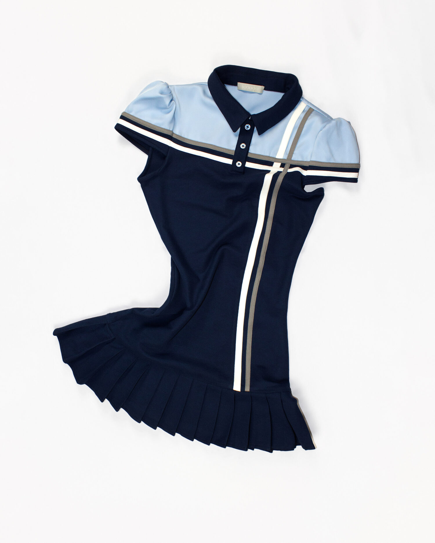 Gili puff-sleeve polo dress (Blue)